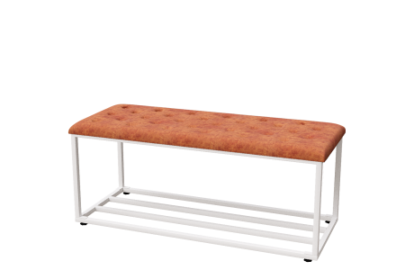 Банкетка Верона 3, Ткань 12 Мёд / Металлокаркас Белый